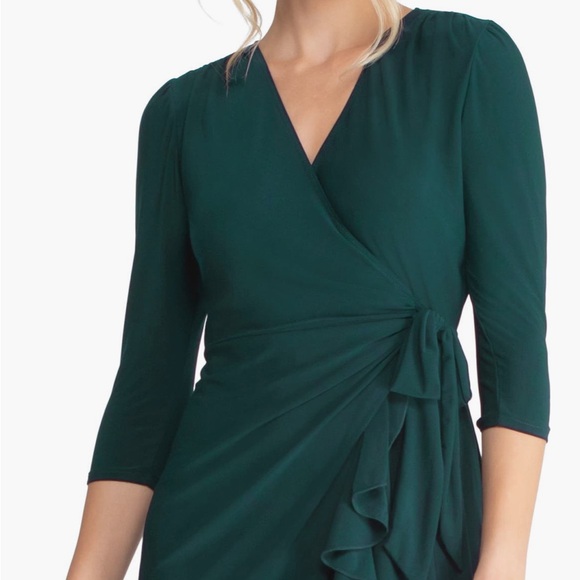 Kiyonna Whimsy Hunter Green Wrap Dress - Picture 3 of 7